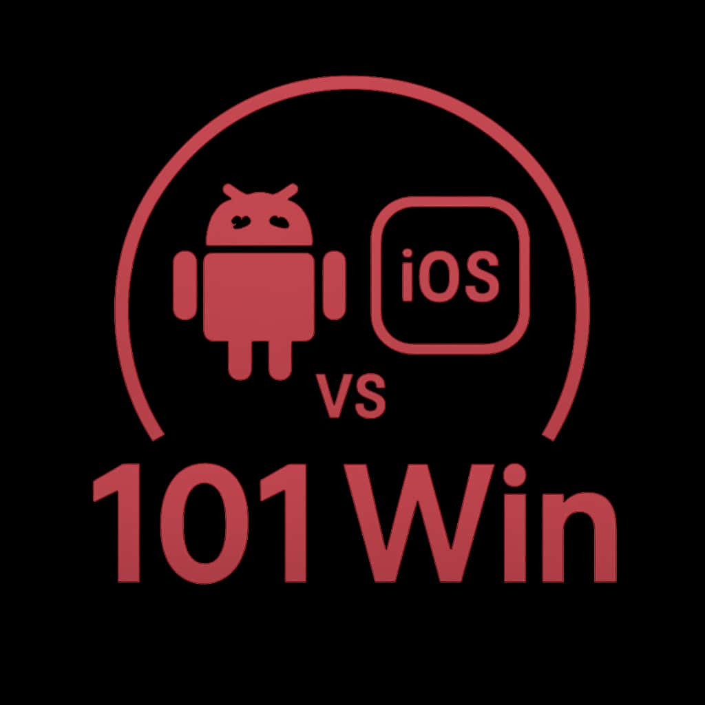 A concise badge representing the guide for Android vs iOS for 101 Win.