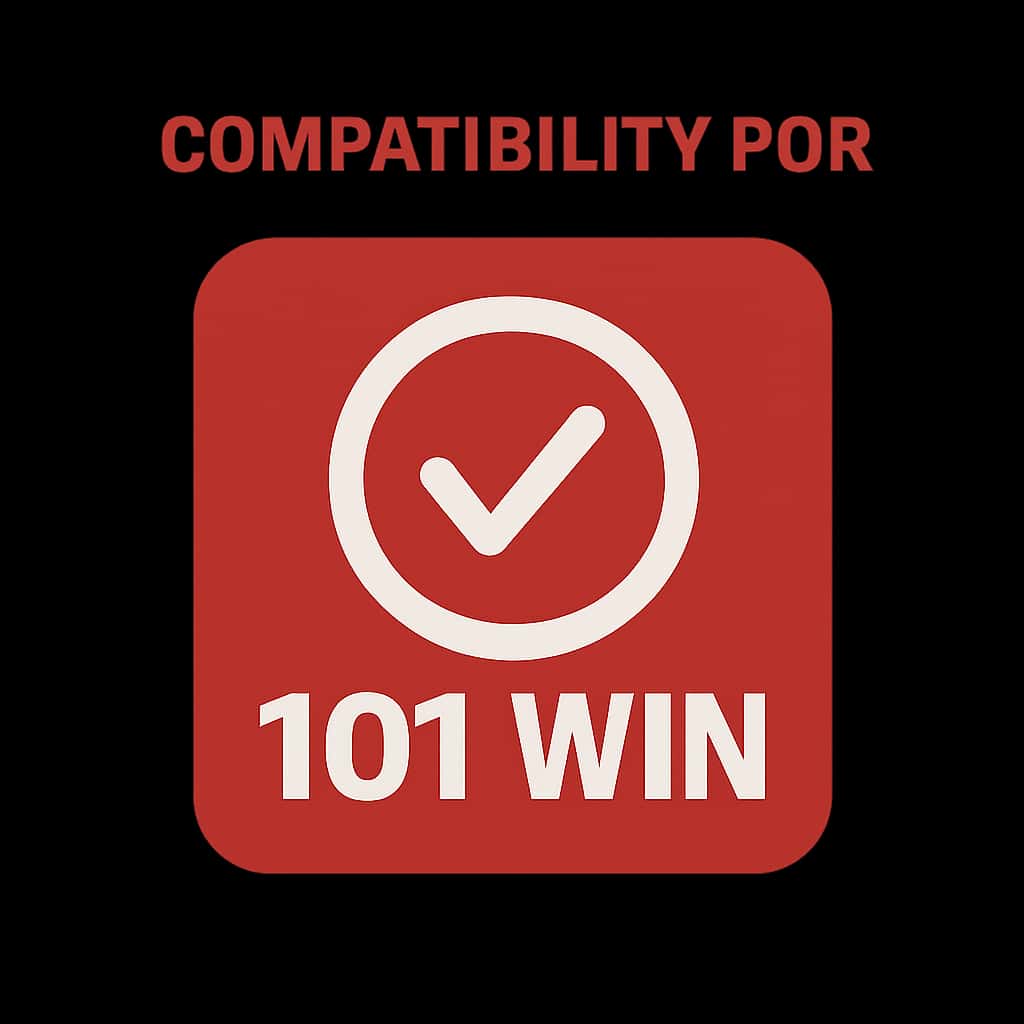 A badge representing the compatibility guide for 101 Win.