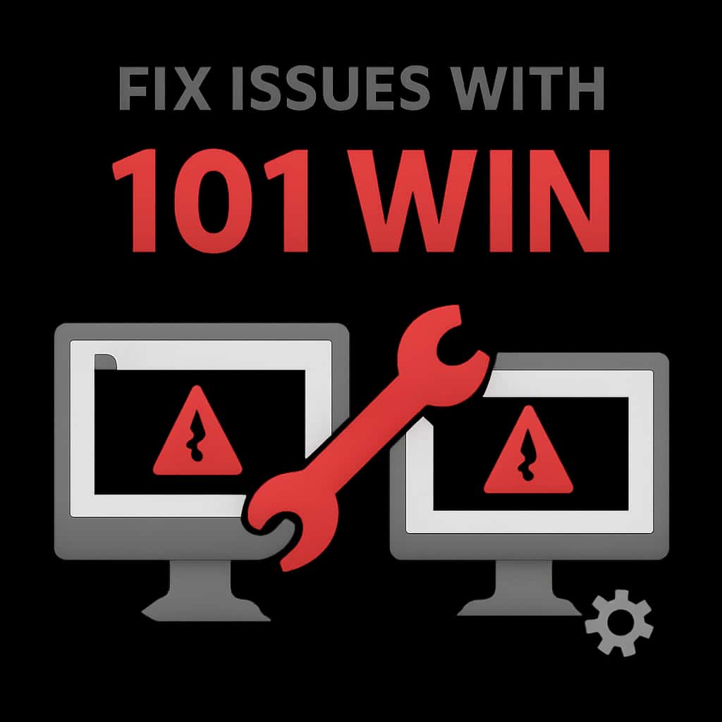 An educational diagram illustrating the steps to fix issues with 101 Win.
