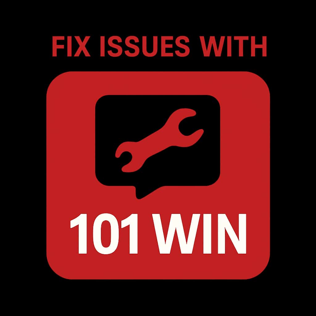A badge concept symbolizing support for fixing issues with 101 Win.
