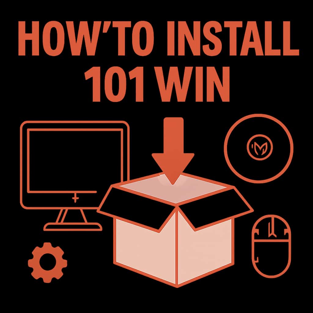 Illustration showing the steps to install 101 Win.