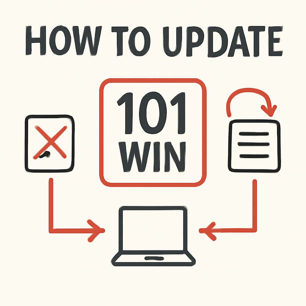 Illustration demonstrating the update process for 101 Win.