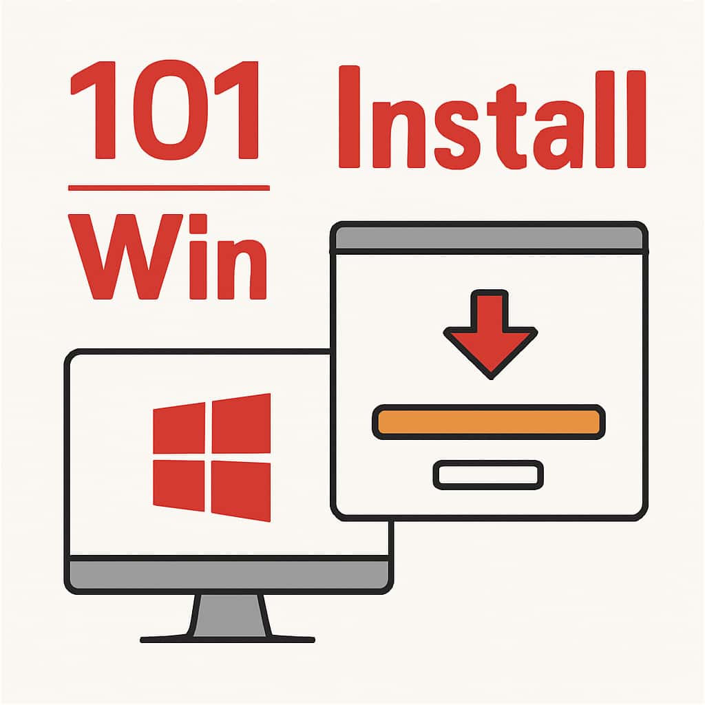 A diagram illustrating the installation steps for 101 Win.