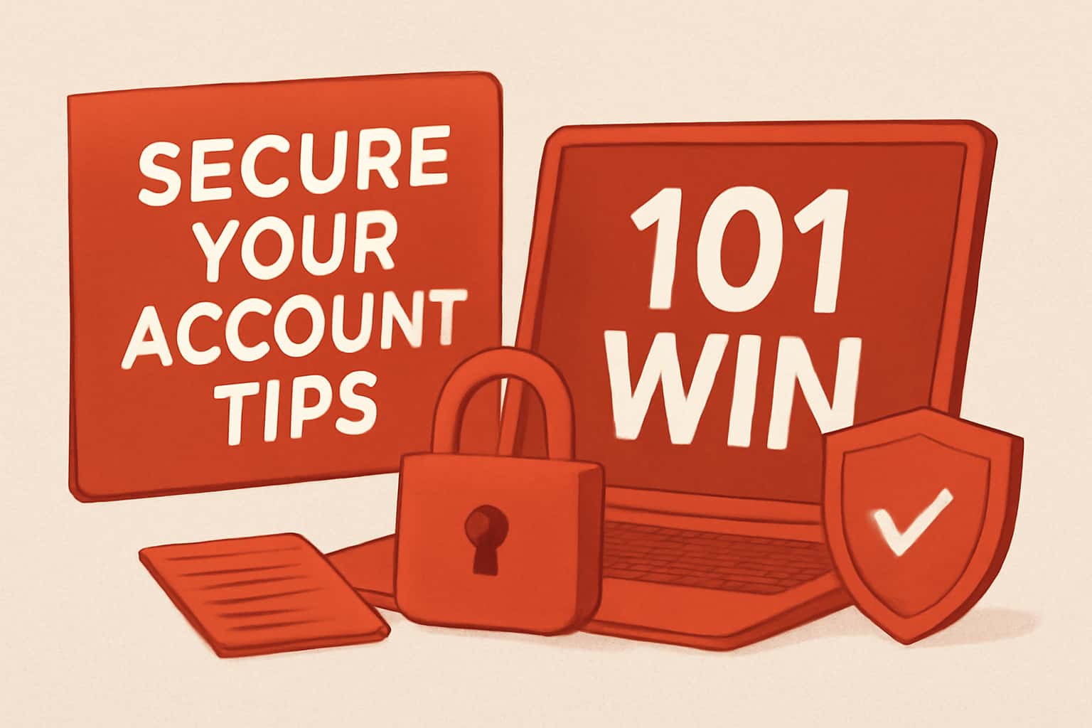 Informational scene depicting tips for securing your 101 Win account.