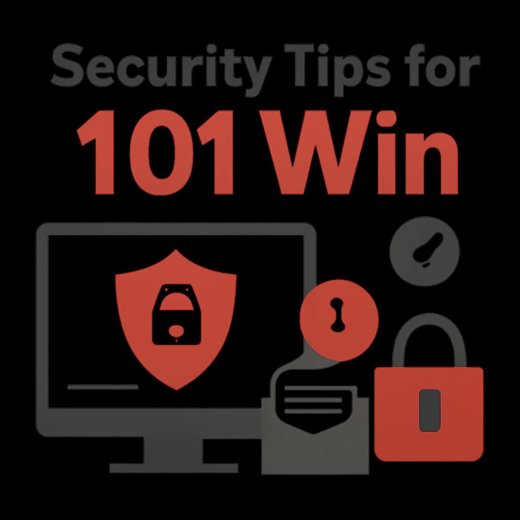 An educational diagram highlighting key security practices for 101 Win.